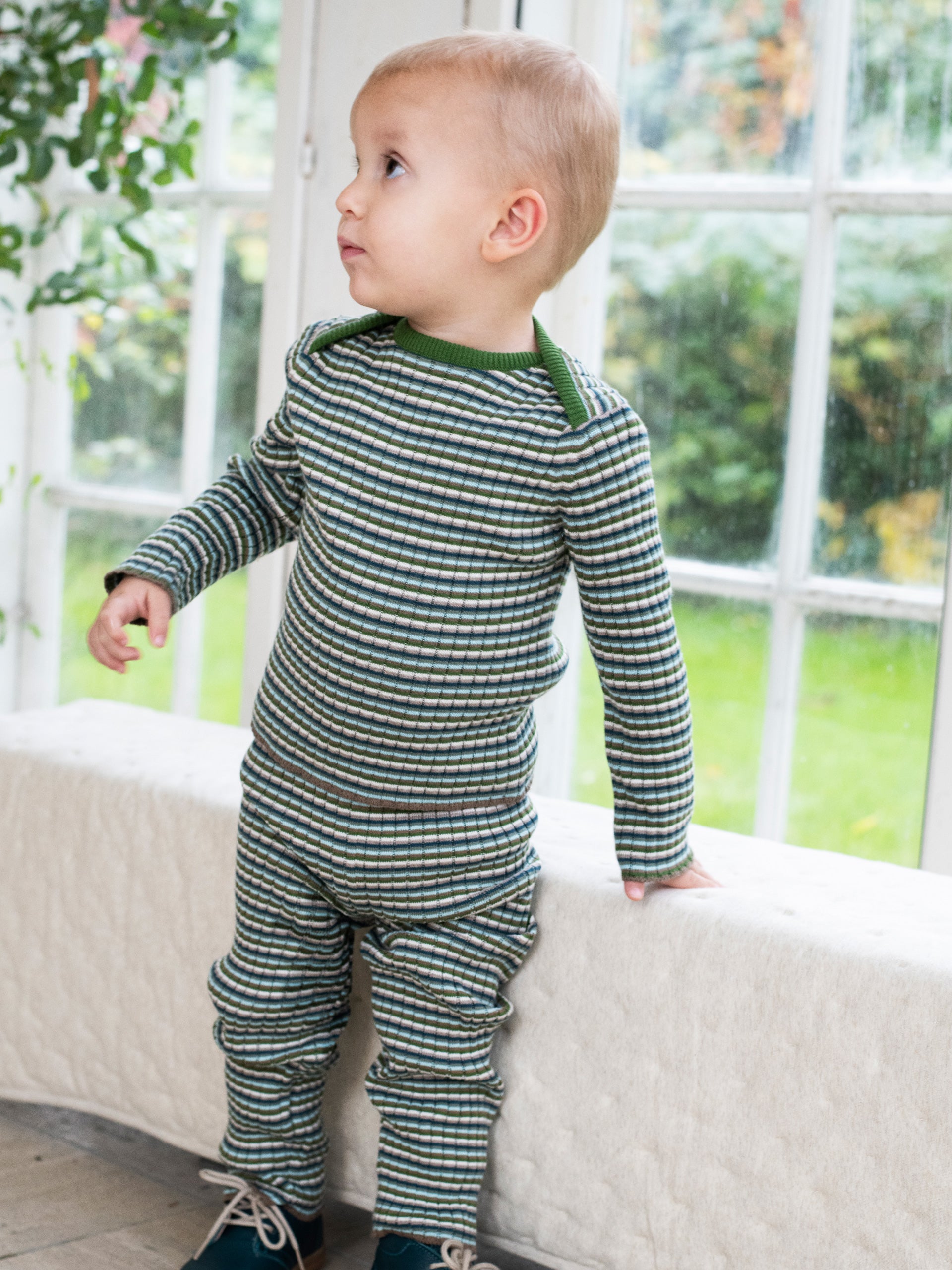 Baby Rib Blouse Myrtle Stripe | SERENDIPITY