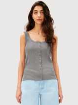 Top Pointelle Cotone Mélange Argento | Armedangels