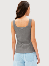 Top Pointelle Cotone Mélange Argento | Armedangels