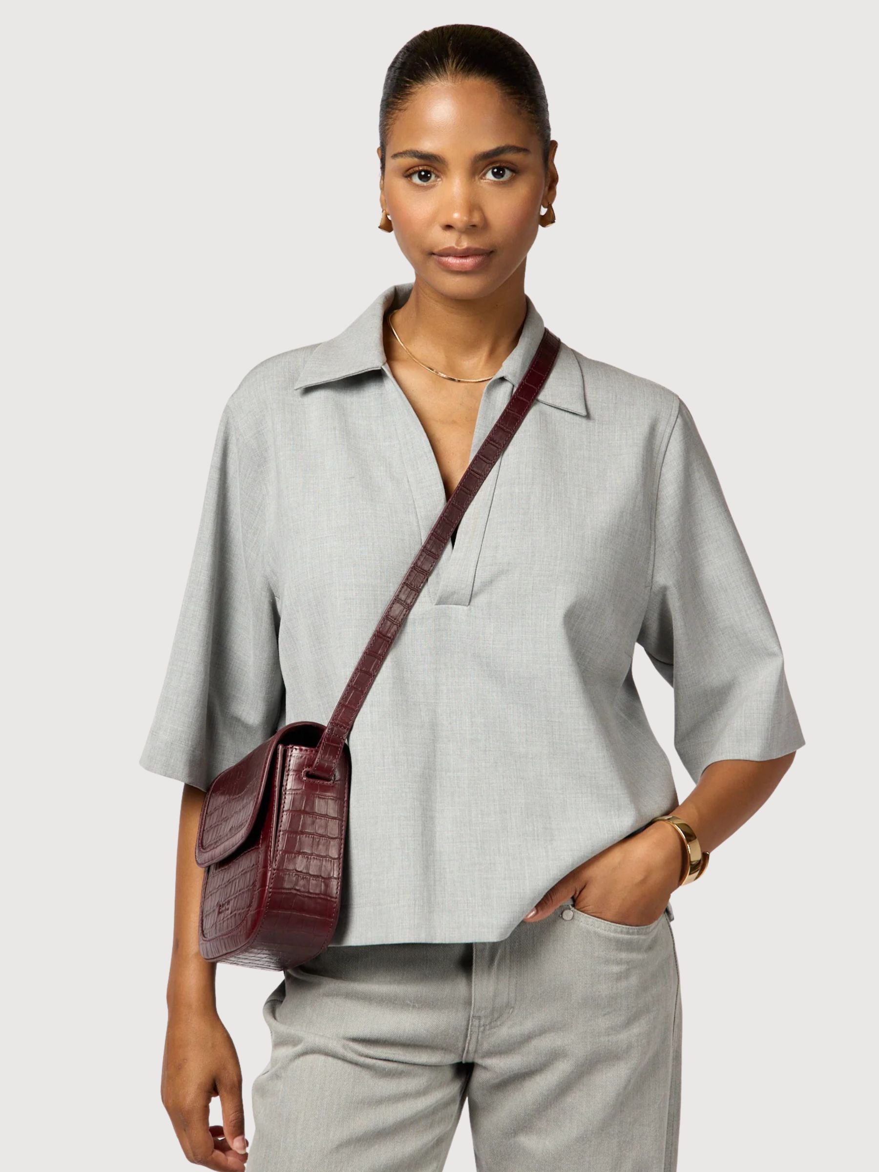 Nina - Pelle stampa coccodrillo color ciliegia scuro | O my bag