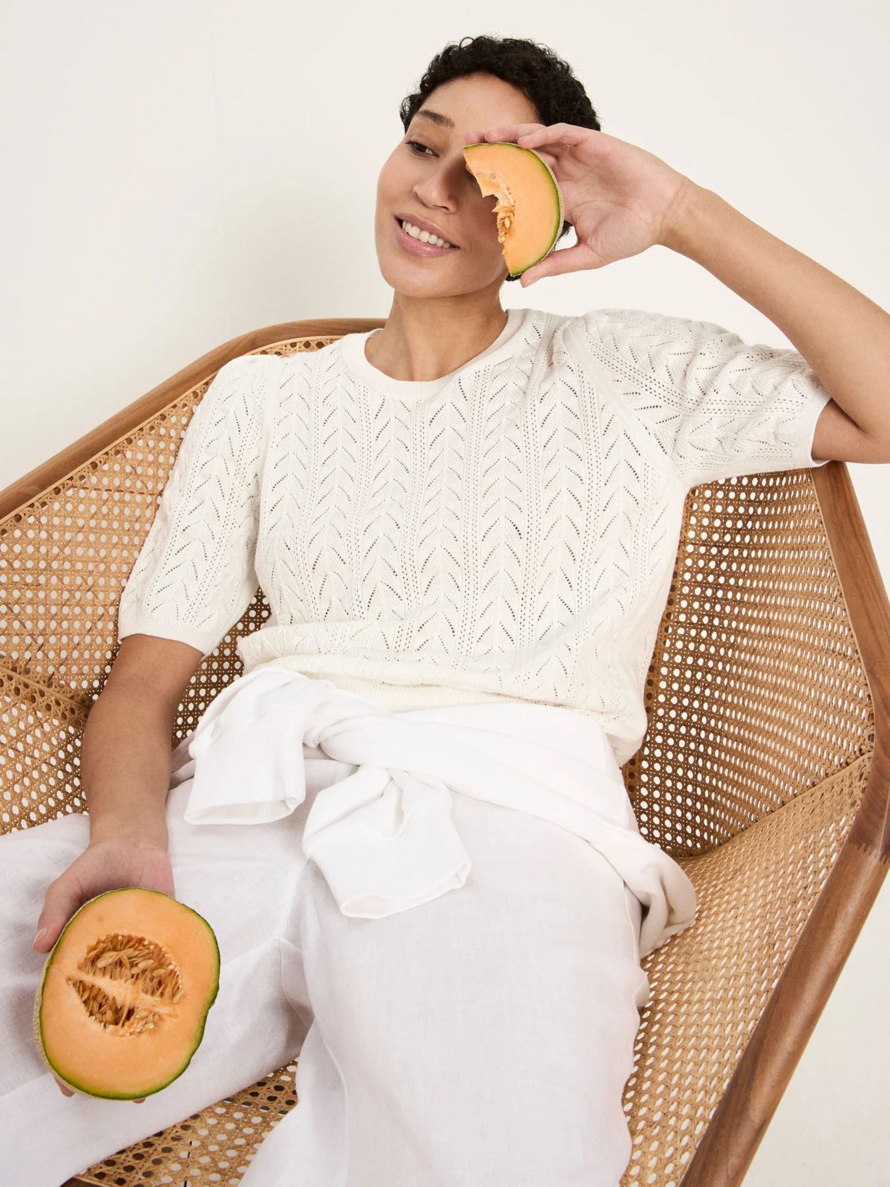 Pullover ShortSleeve OffWhite Gots Cotton | Lanius