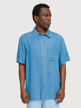 Shirt Shortsleeve Denim Man Dark Blue Wash | Mazine