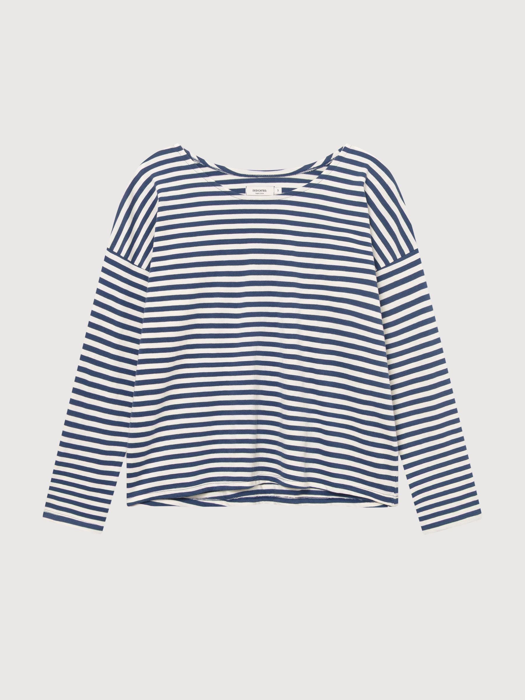 Langärmliges Humledal-Streifen-Shirt, blau | Dedicated