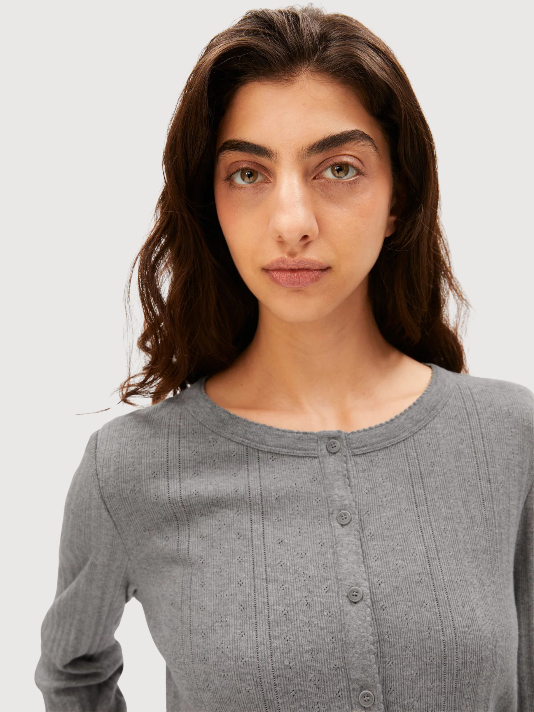 Cardigan Pointelle Silver Melange | Armedangels