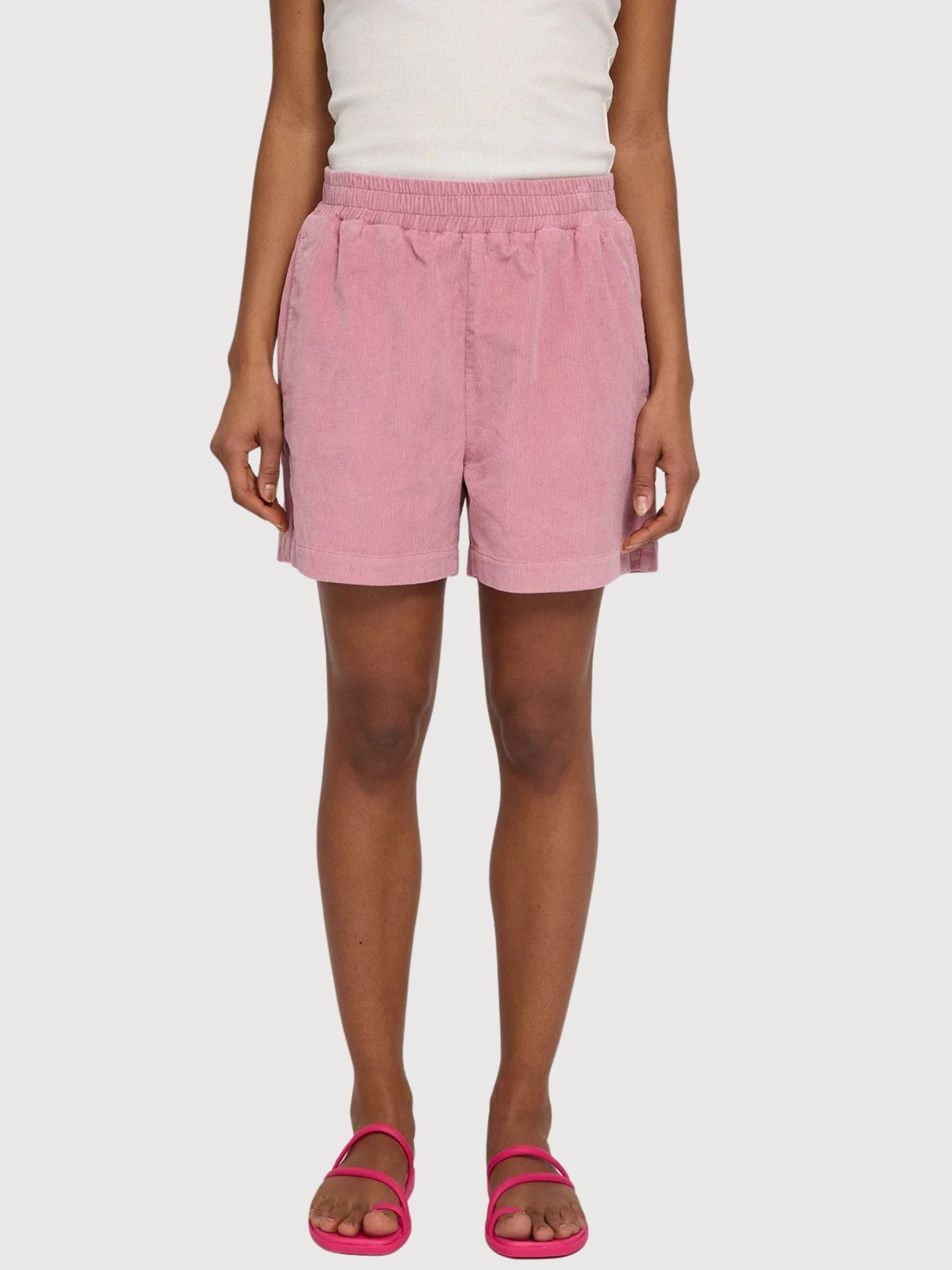 Pantaloncini Velluto a Coste Donna Cotone Rosa Cipria | Mazine