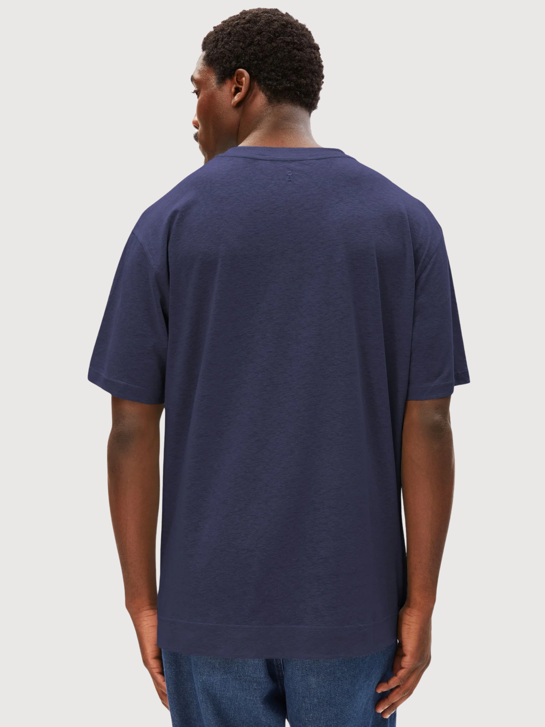T-Shirt Maarkos in misto lino blu navy | Armedangels