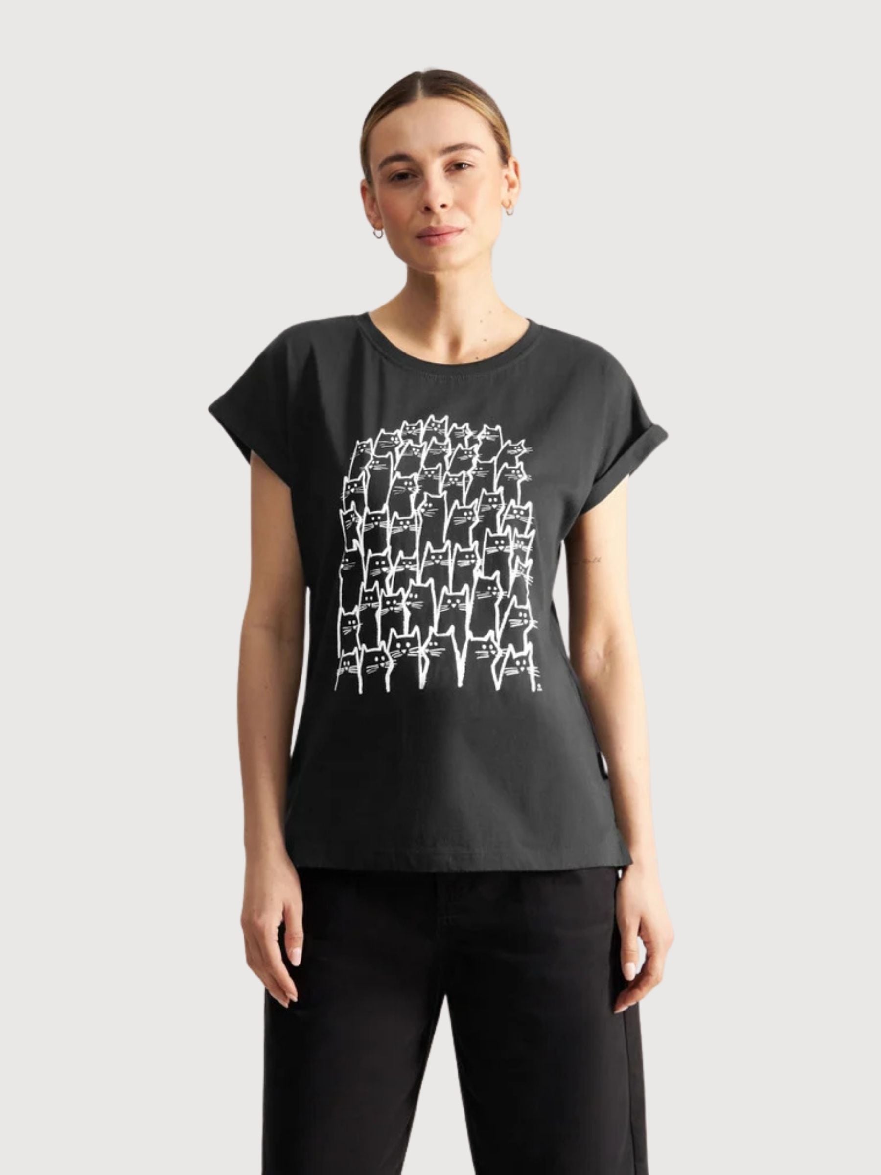 T-Shirt Visby Cat Crow schwarz | Dedicated