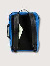 Backpack F306 HazzardBlue & Yellow-Stipes In Used Truck Tarps | Freitag