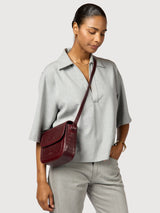 Nina - Pelle stampa coccodrillo color ciliegia scuro | O my bag