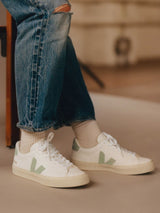 Shoes Campo Extra-White_Matcha In Sustainable Leather | Veja