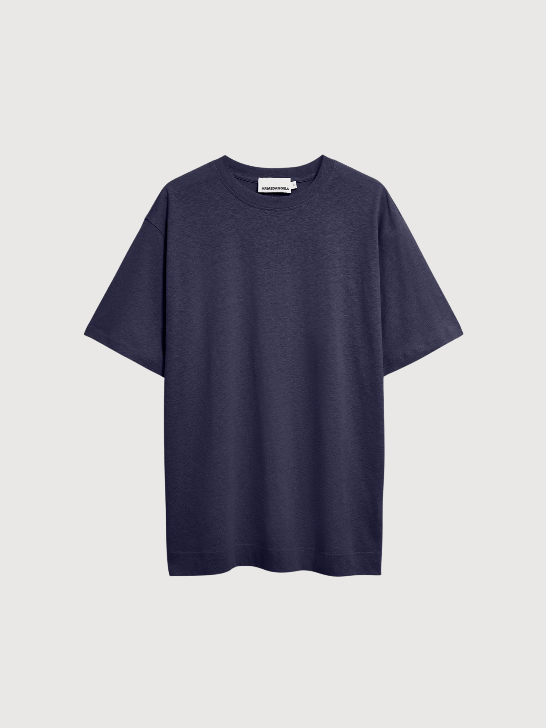 T-Shirt Maarkos in misto lino blu navy | Armedangels