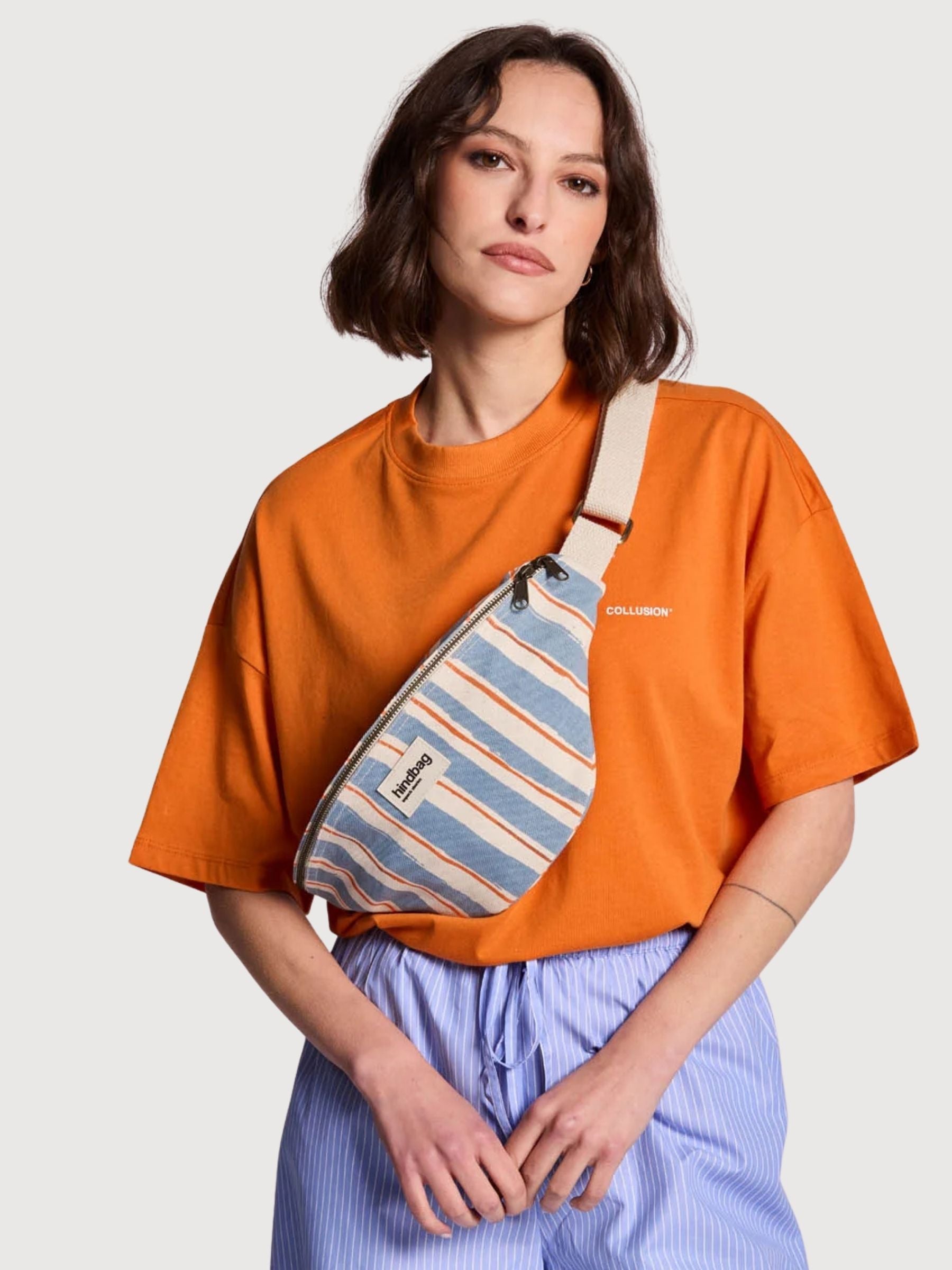 Marsupio Fanny Pack Olivia Rayures Orange Et Bleu | Hindbag
