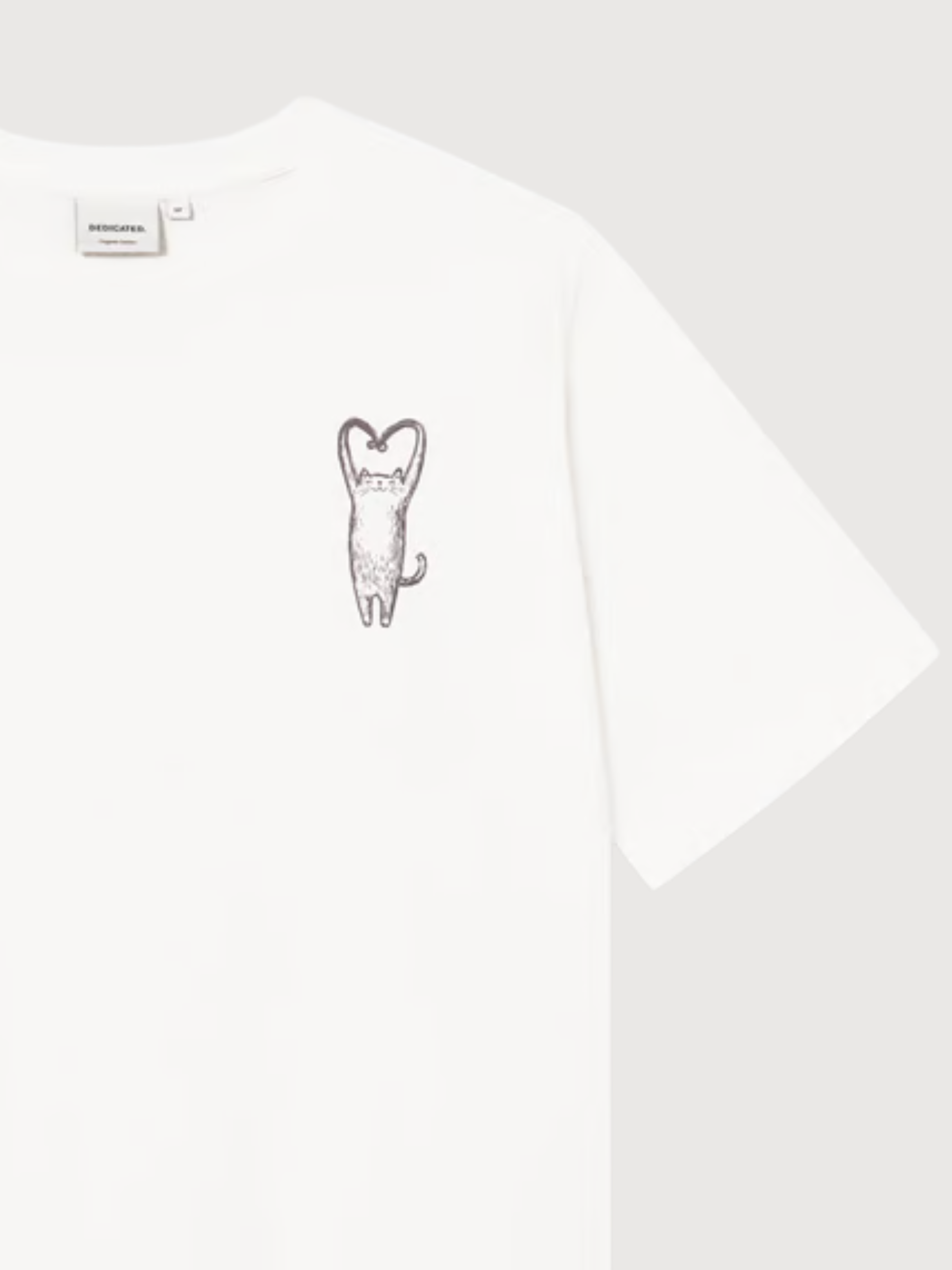 T-shirt Vadstena Cuore Gatto Bianco Sporco | Dedicated