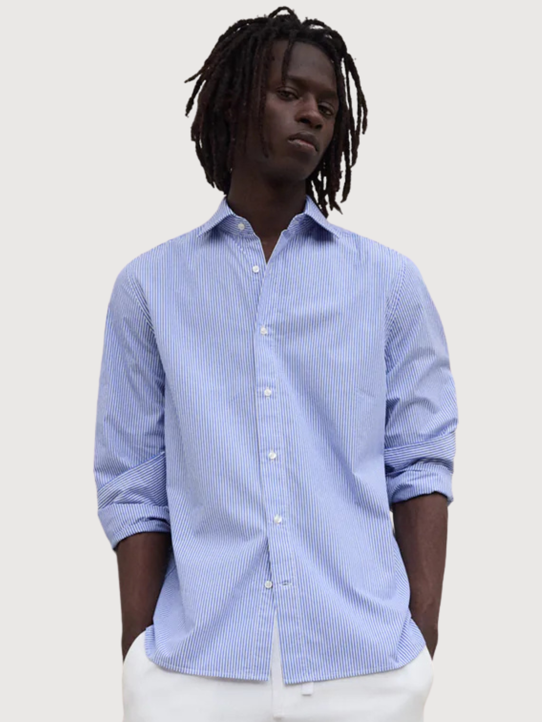Camicia ALFREDO Uomo Bianco Pacific Blue | ECOALF