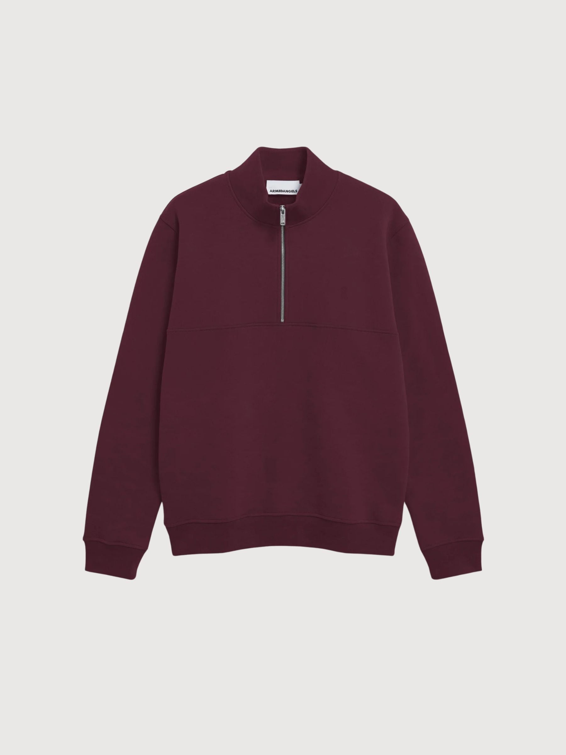 Half Zip Sweatshirt Waarlo Fleece Dark Cranberry | Armedangels