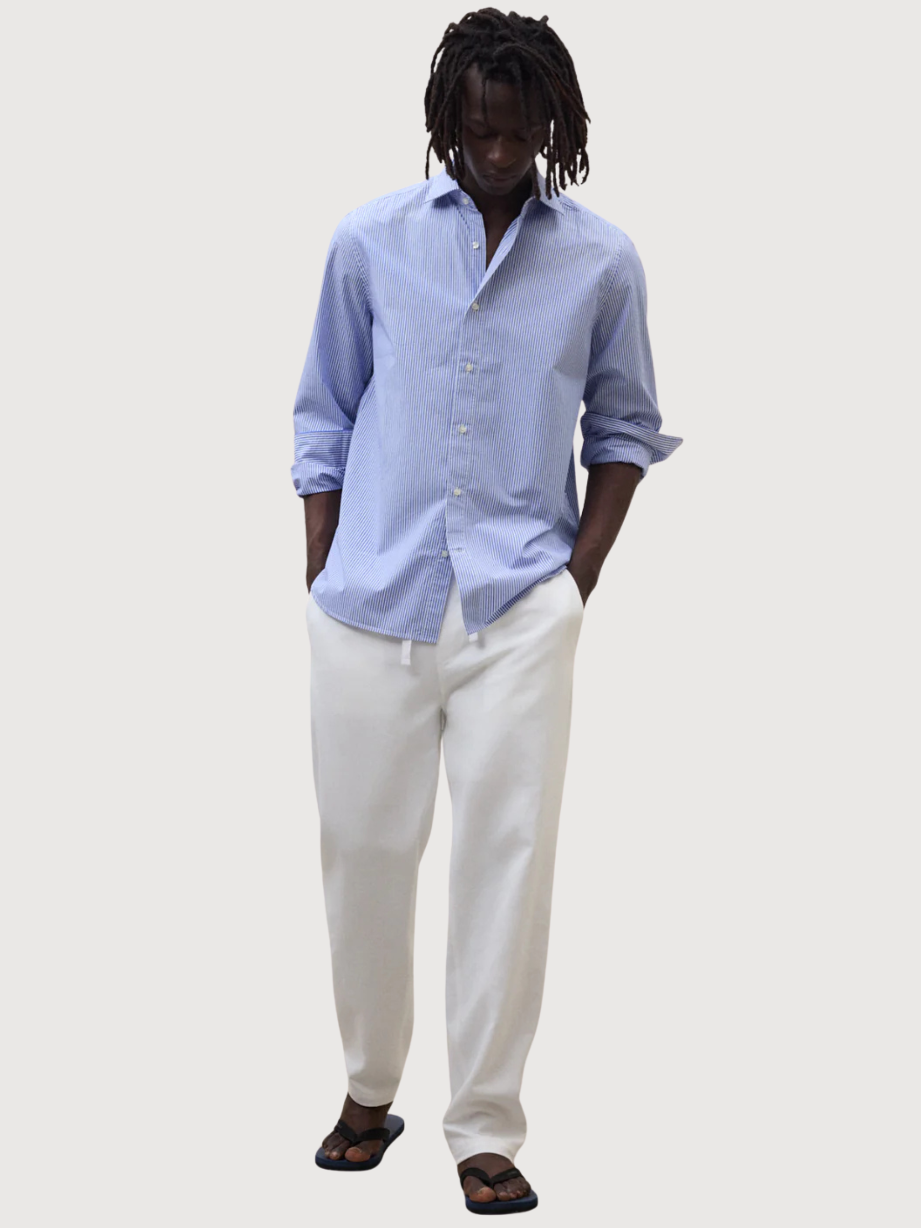 Camicia ALFREDO Uomo Bianco Pacific Blue | ECOALF