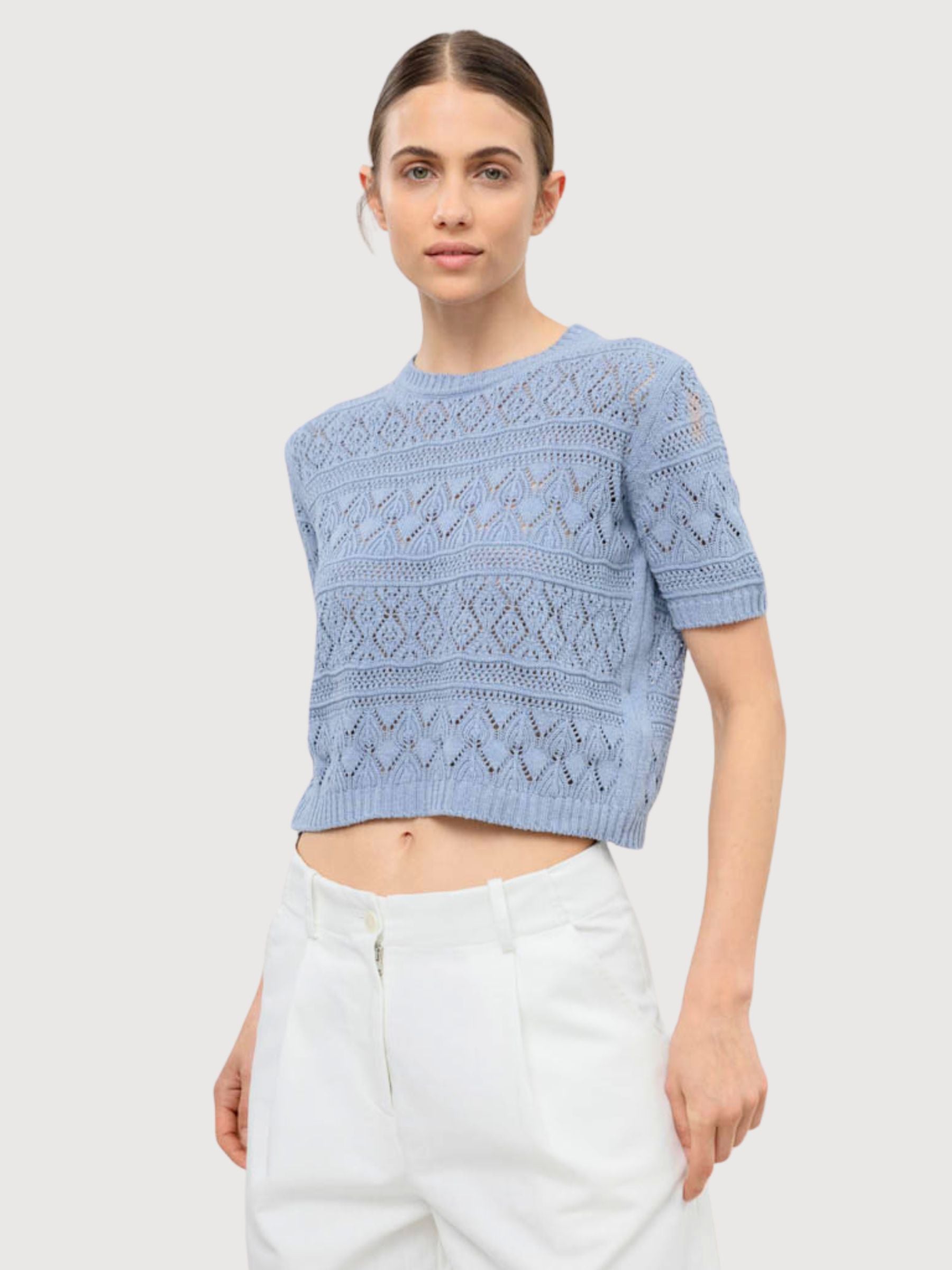 Neda Maglia Cotone Blue Indigo | RIFÒ