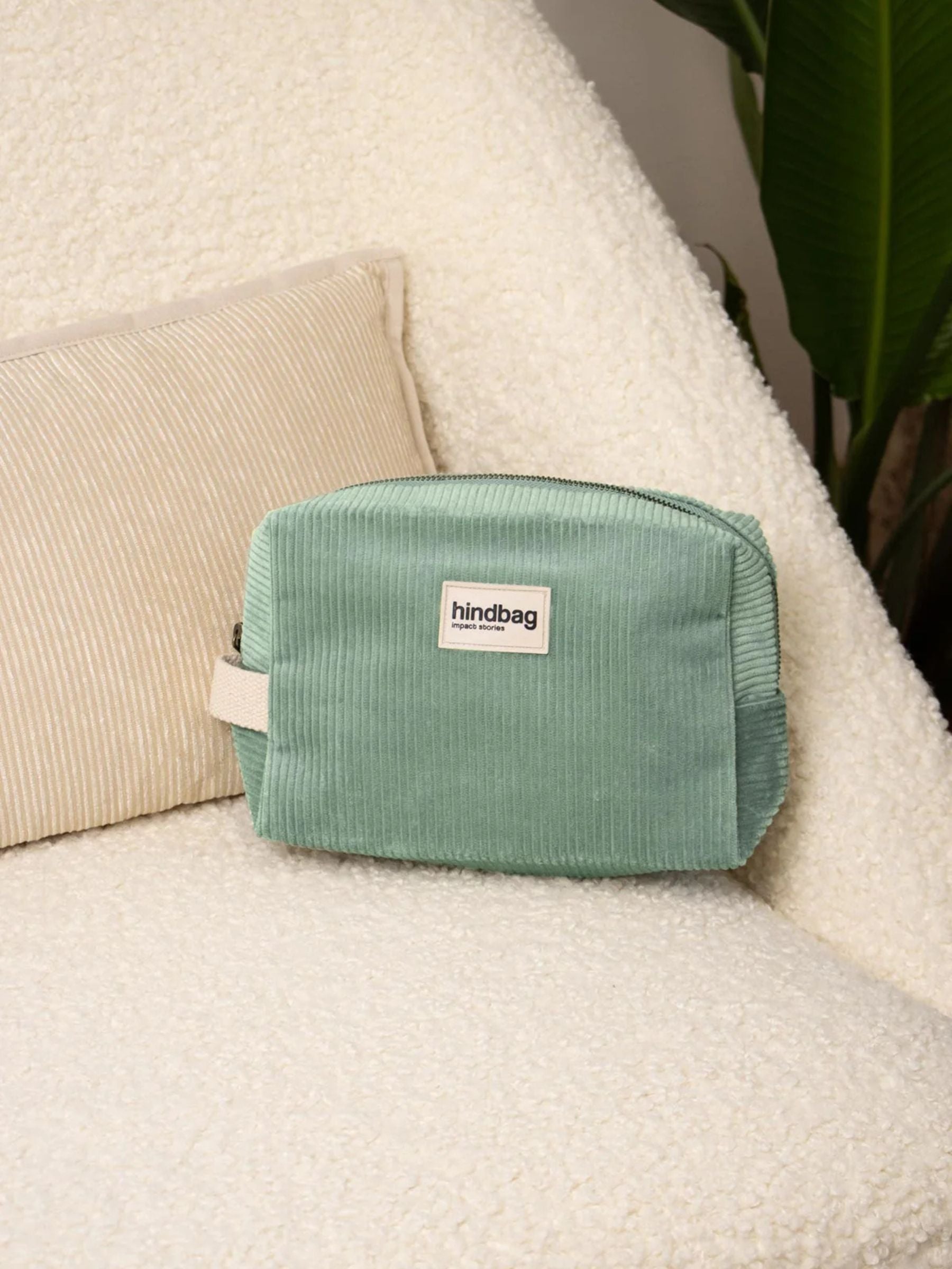 Leon Beautycase Velours Vert | Hindbag