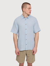 Hemd Kurzarm Leinen Herren Pastellblau | Mazine