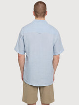Hemd Kurzarm Leinen Herren Pastellblau | Mazine