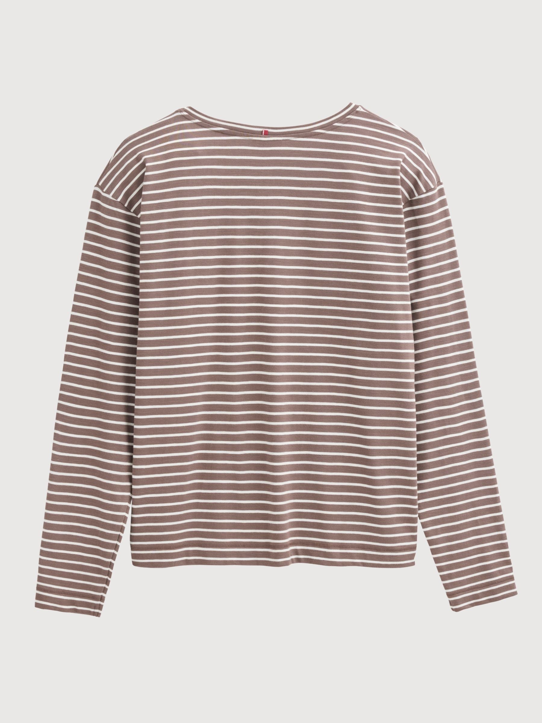 Long-Sleeve Shirt TaupeStripe | PEOPLE WEAR ORGANIC