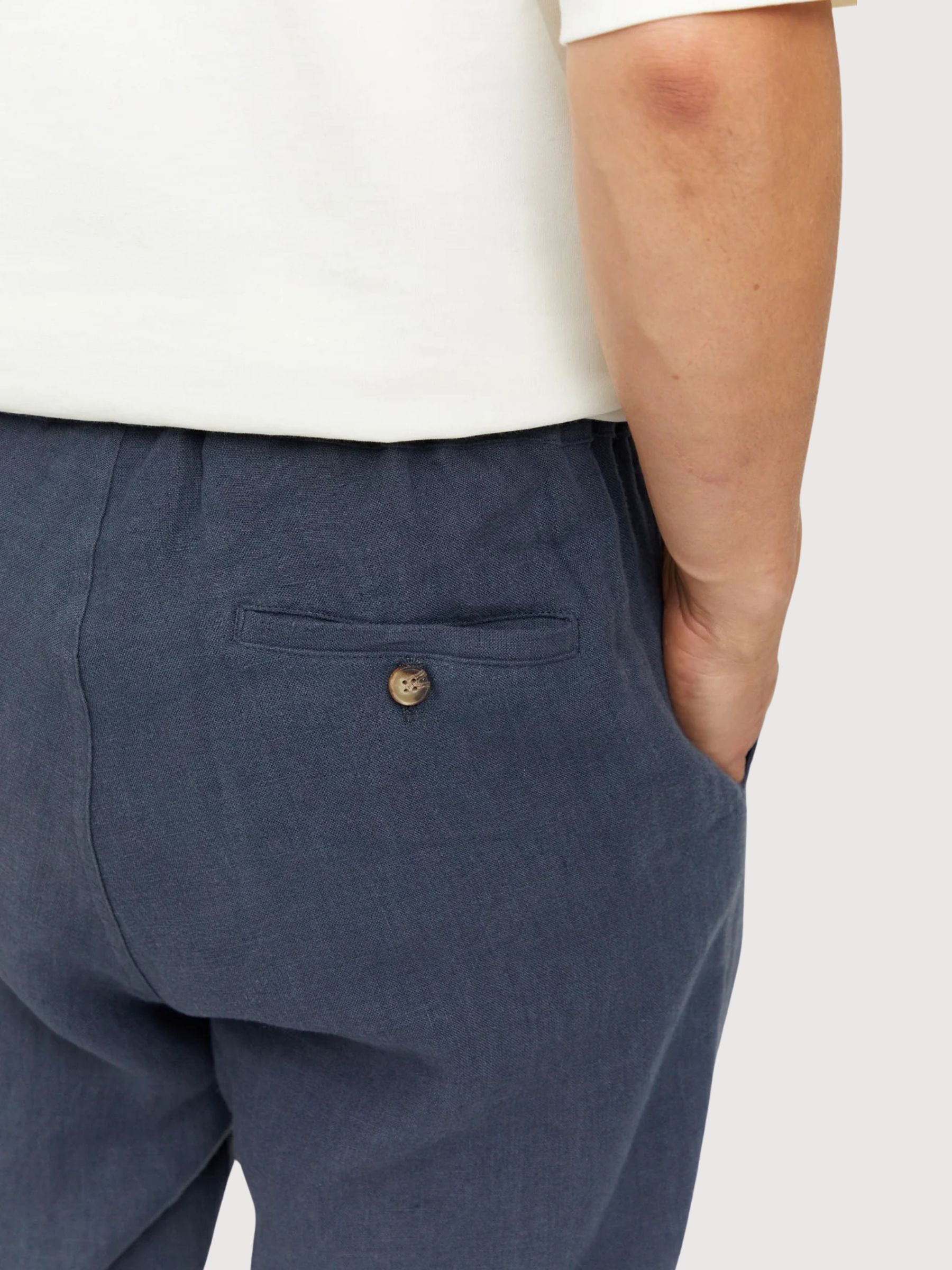 Trouser Regular Linen Man Ink Blue | Mazine