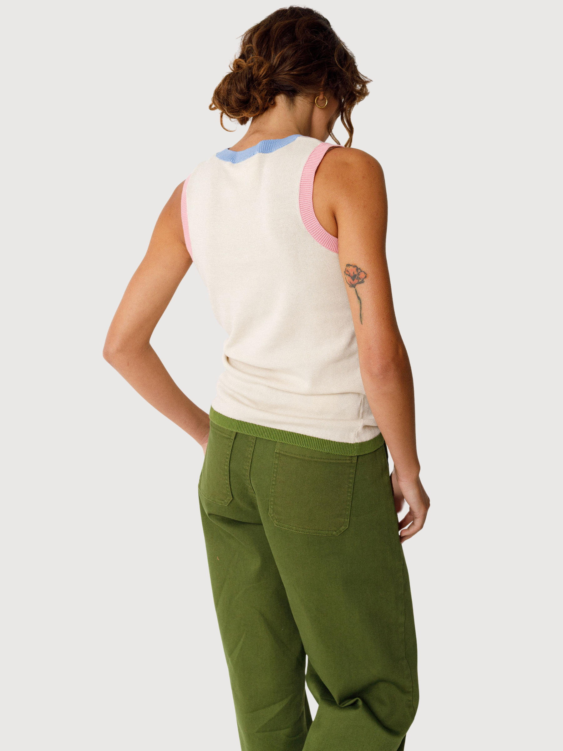 Top Baia Tight Fit Woman Ivory Gots Cotton | Skfk