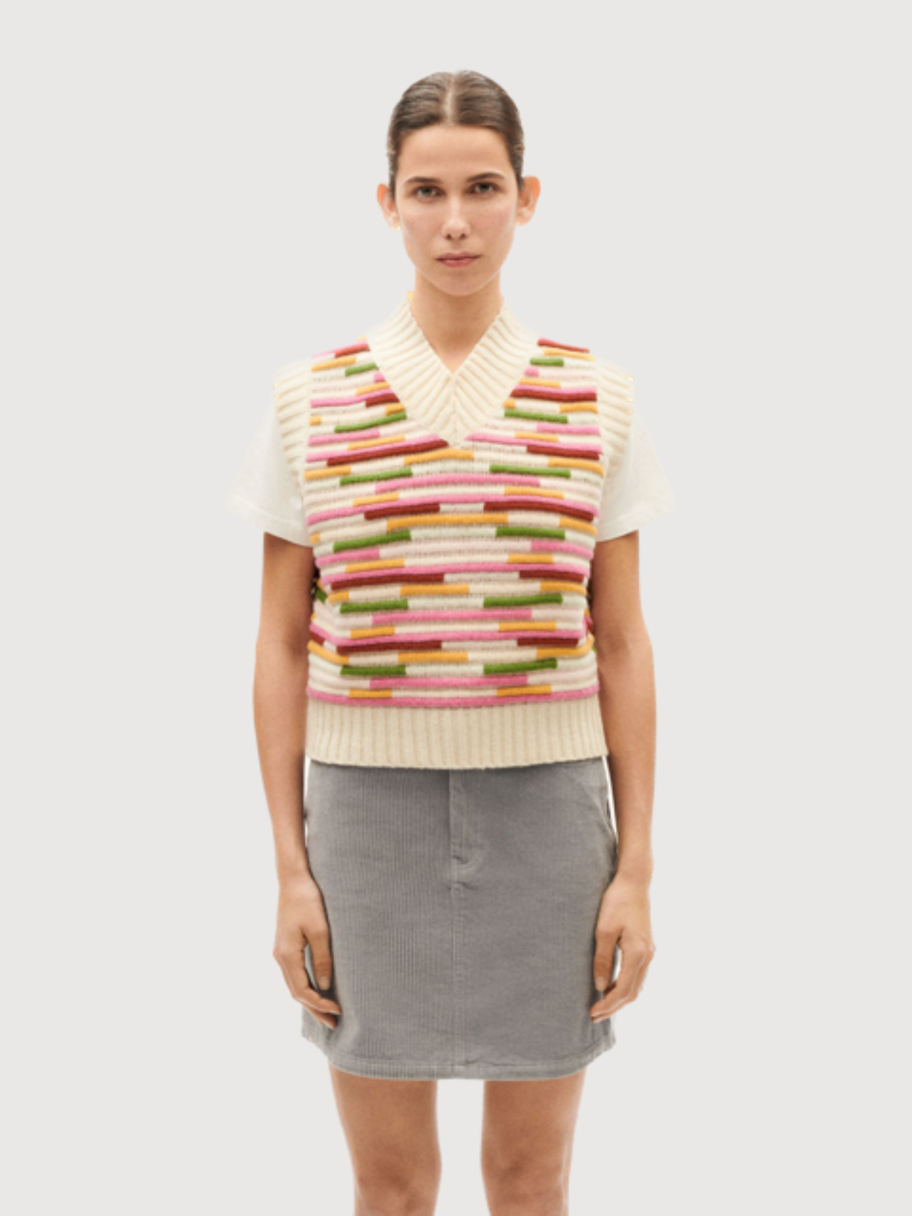 Mica knitted vest Stripe multicolor | Thinking Mu