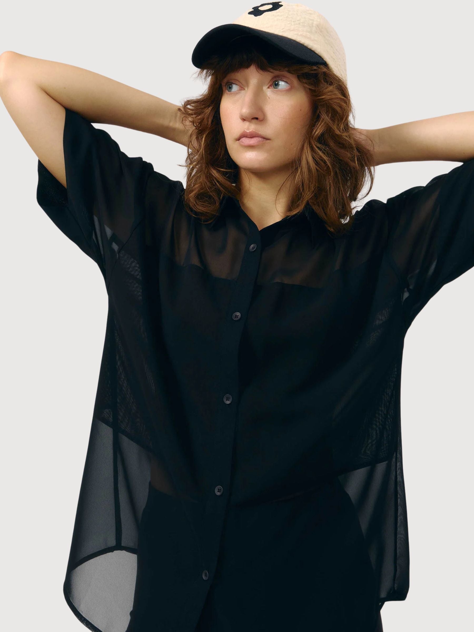 Shirt Minab Schiffon Black Woman | Suite13lab