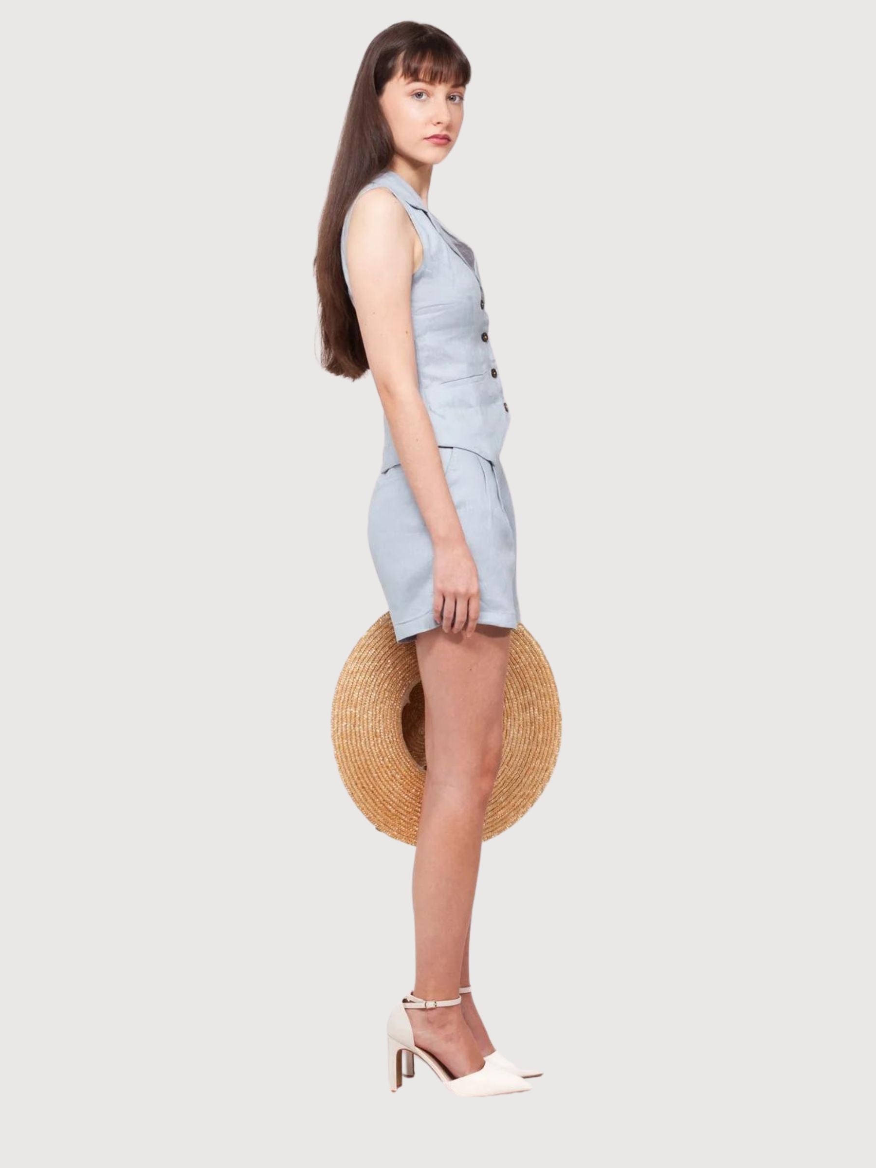 Tulip Shorts Light Blue Linen | Balaquin