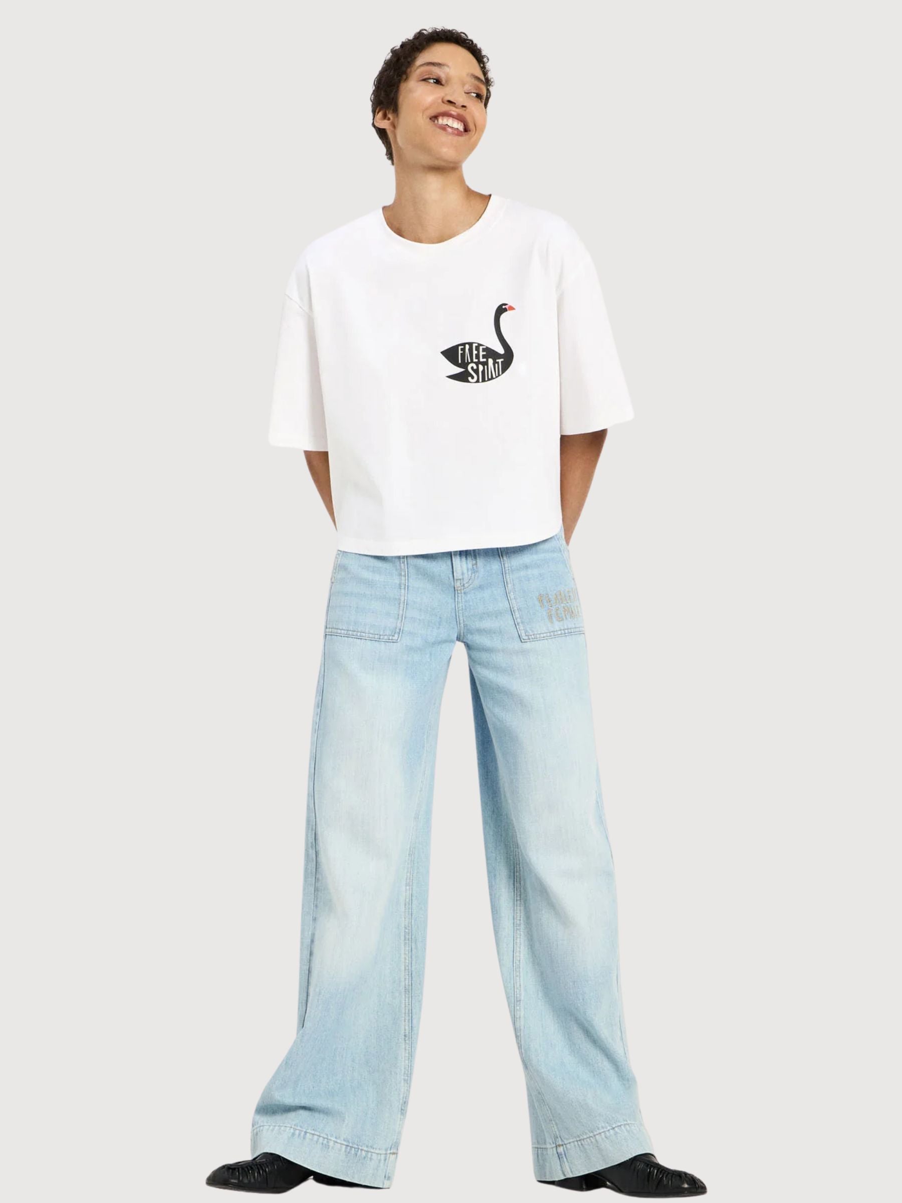 T-shirt Statement Oversize Off White in Cotton | Lanius