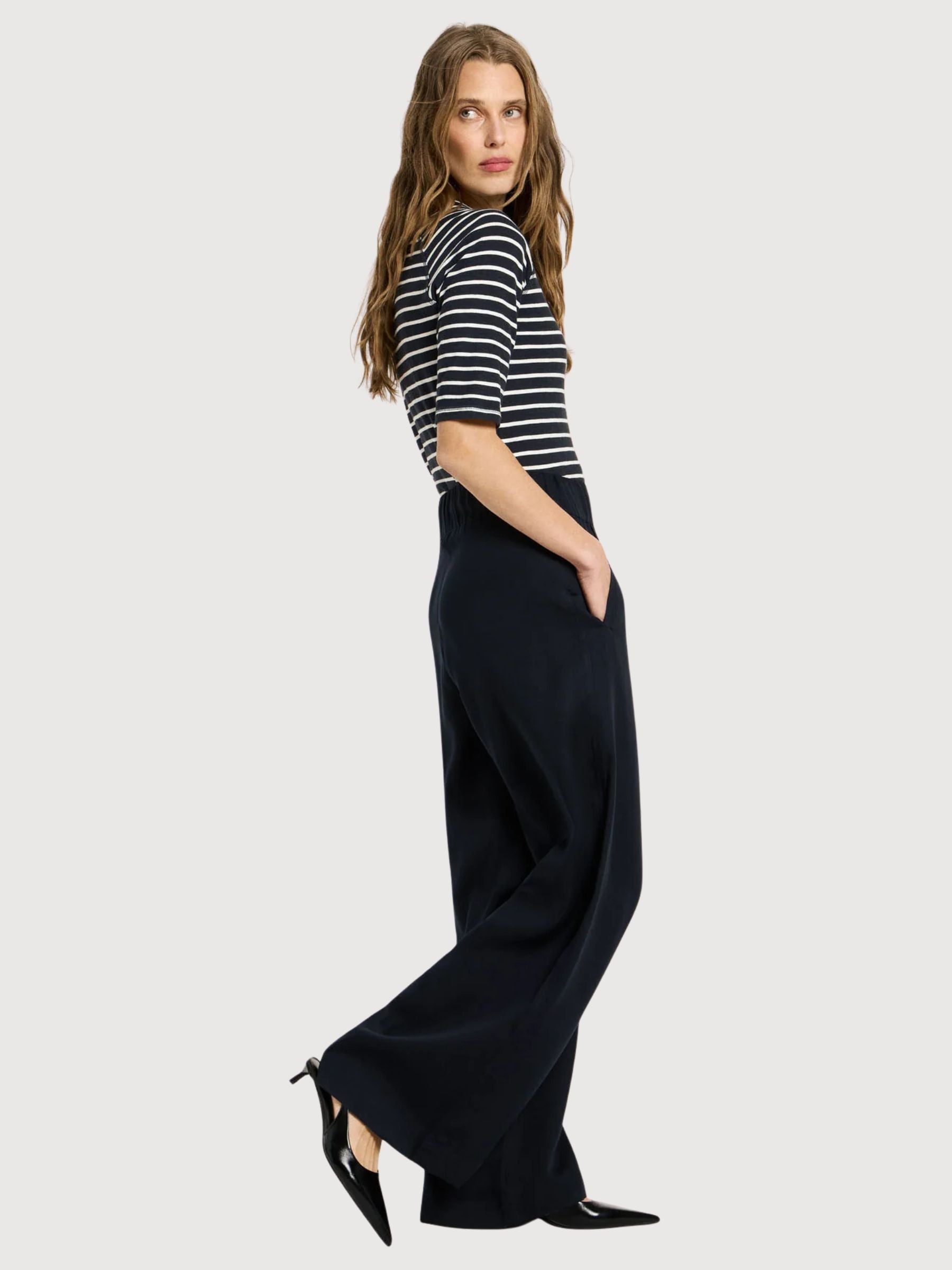 Trouser Wide Leg Midnight Woman Lyocell | Lanius