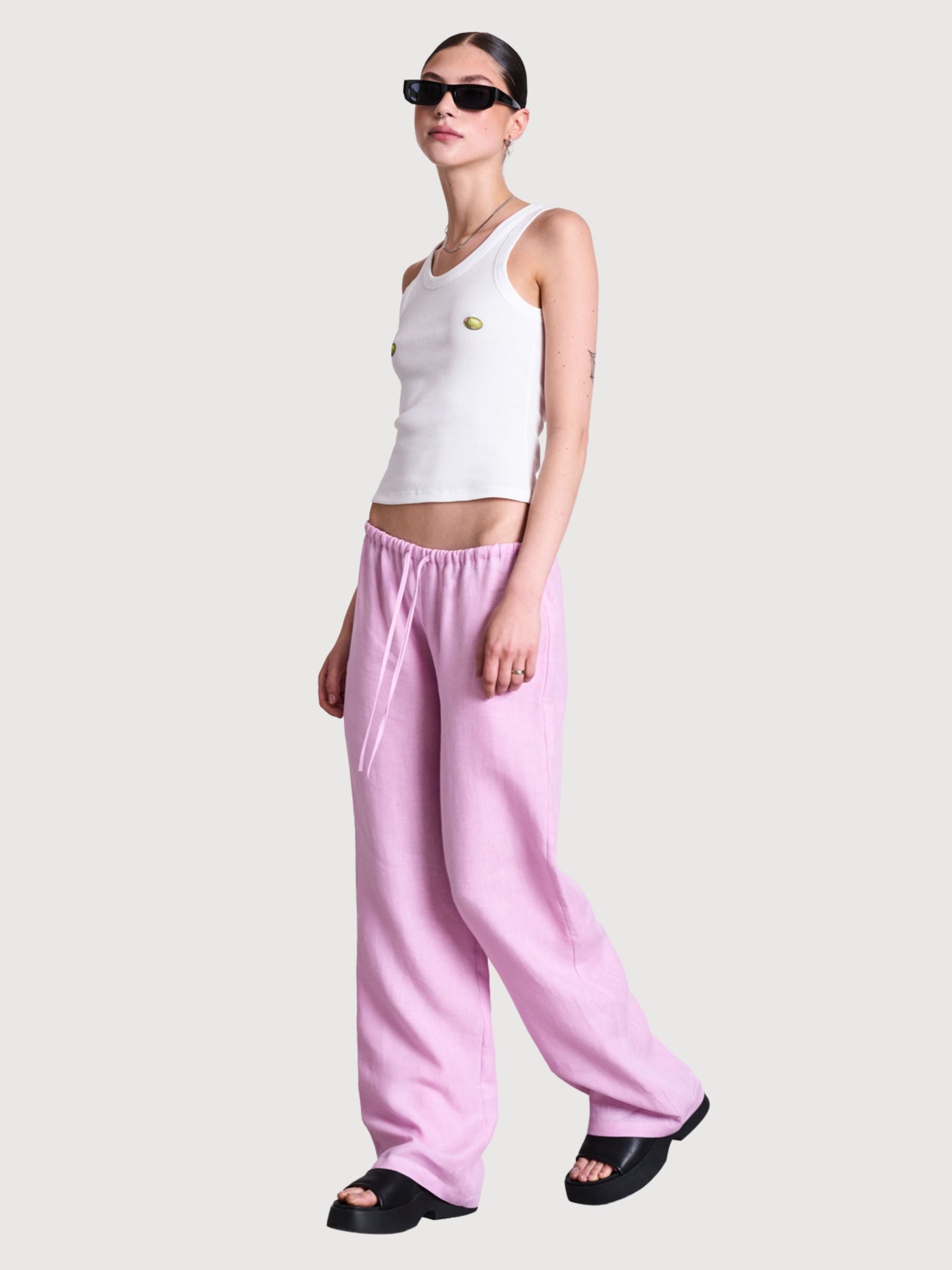 SJOV Light Pink Linen Trousers | Jan N June
