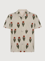 Box Fit Blumen-Kurzarm-Bouclé-Hemd | Knowledge Cotton