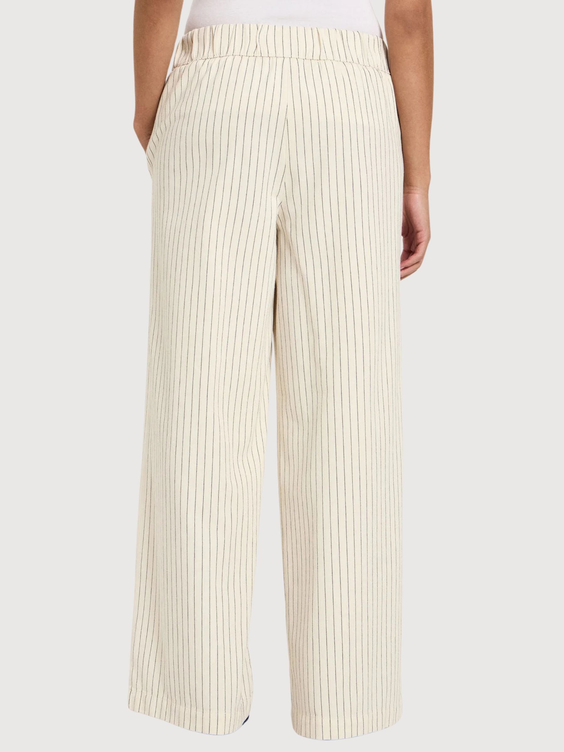 Trouser Striped White/Black Gots Cotton | Lanius
