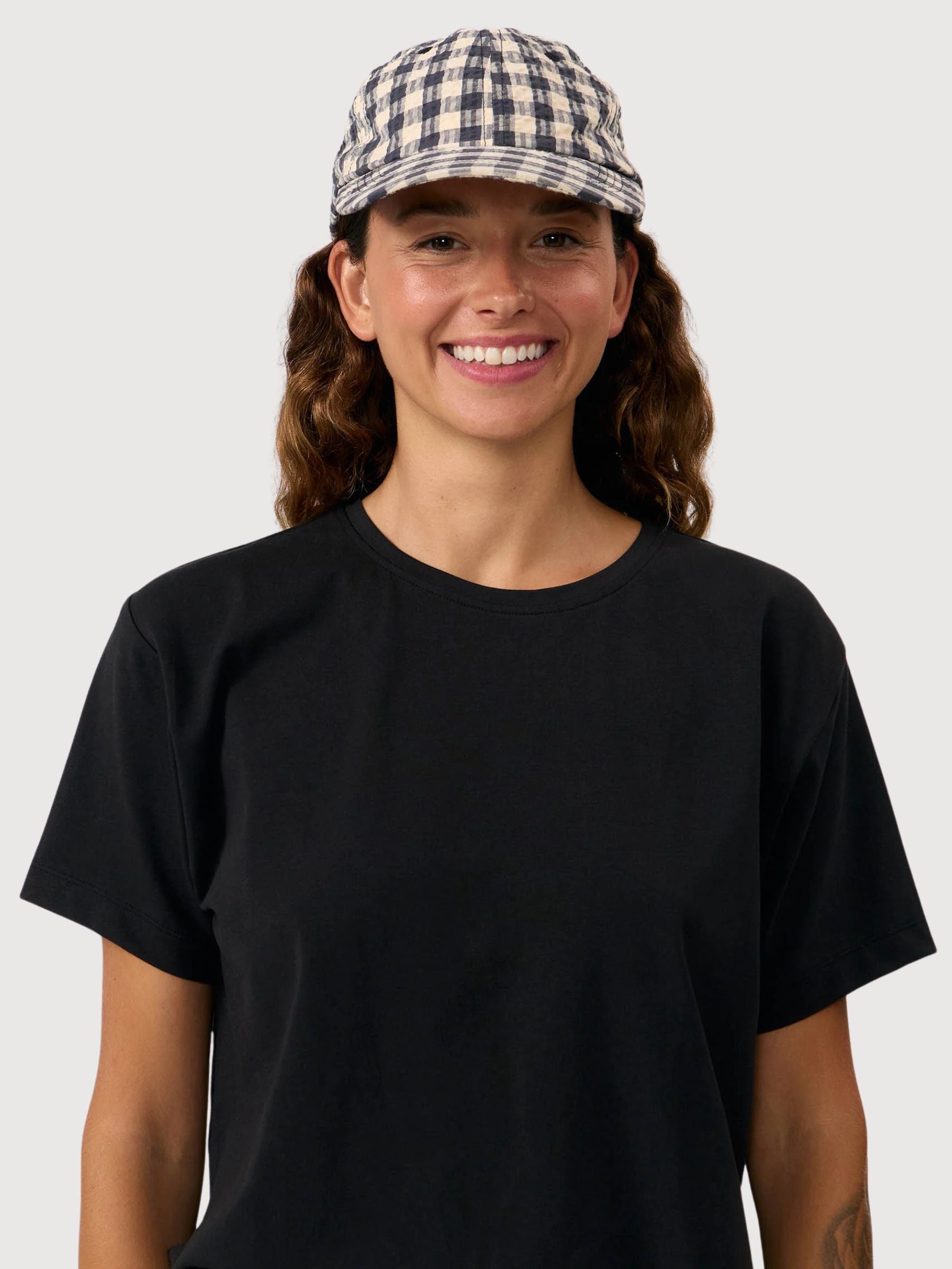 Cap Aura Check Grigio Cotone | Suite13lab
