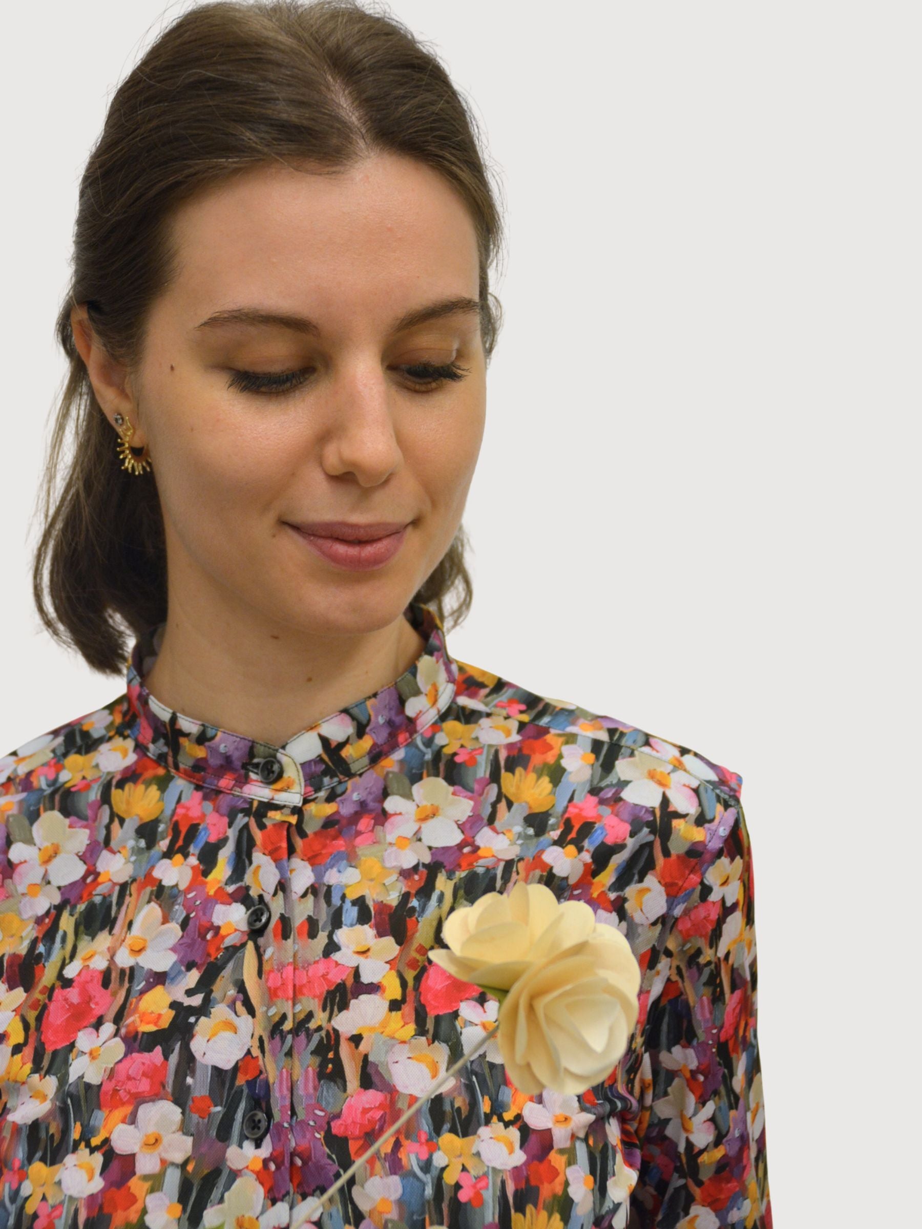Damen Hemd mit Blumenmuster F0538 | Re-Do-It