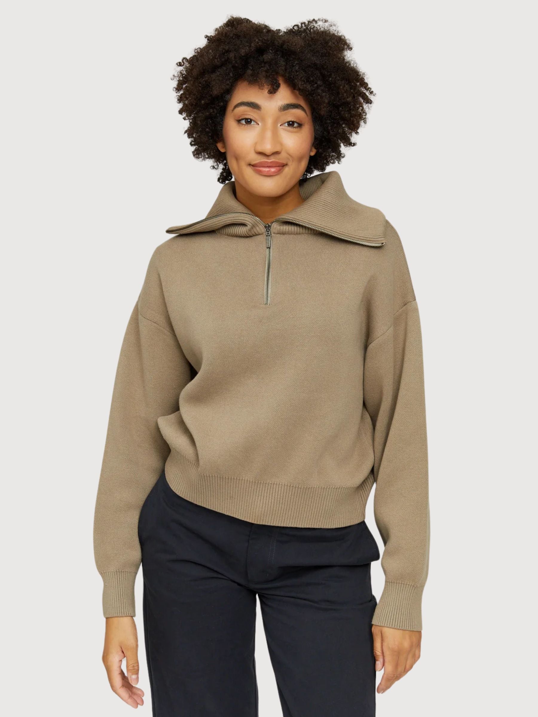 Inha Zip Pullover Damen Braun | Mazine