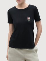 Sara T-Shirt Fiori Nera | Re-Bello