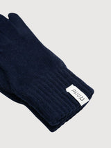 Blue Mora woman Anita gloves by RIFÒ, stylish women's gloves with textured blue fabric and detailed stitching.