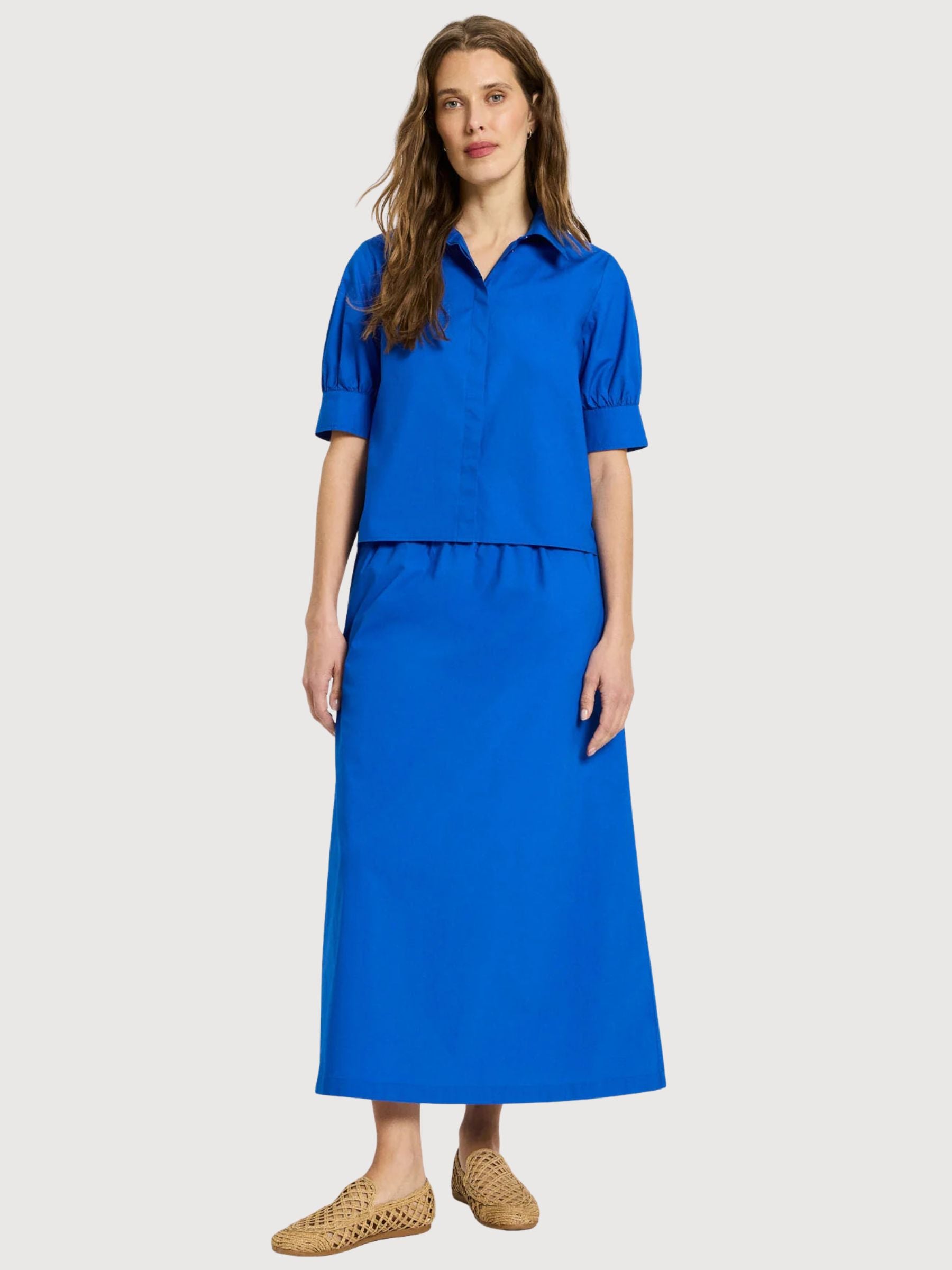 Bluse mit Puffärmeln aus Lapis-Baumwolle | Lanius