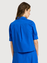 Blouse With Puff Sleeve Lapis Cotton | Lanius
