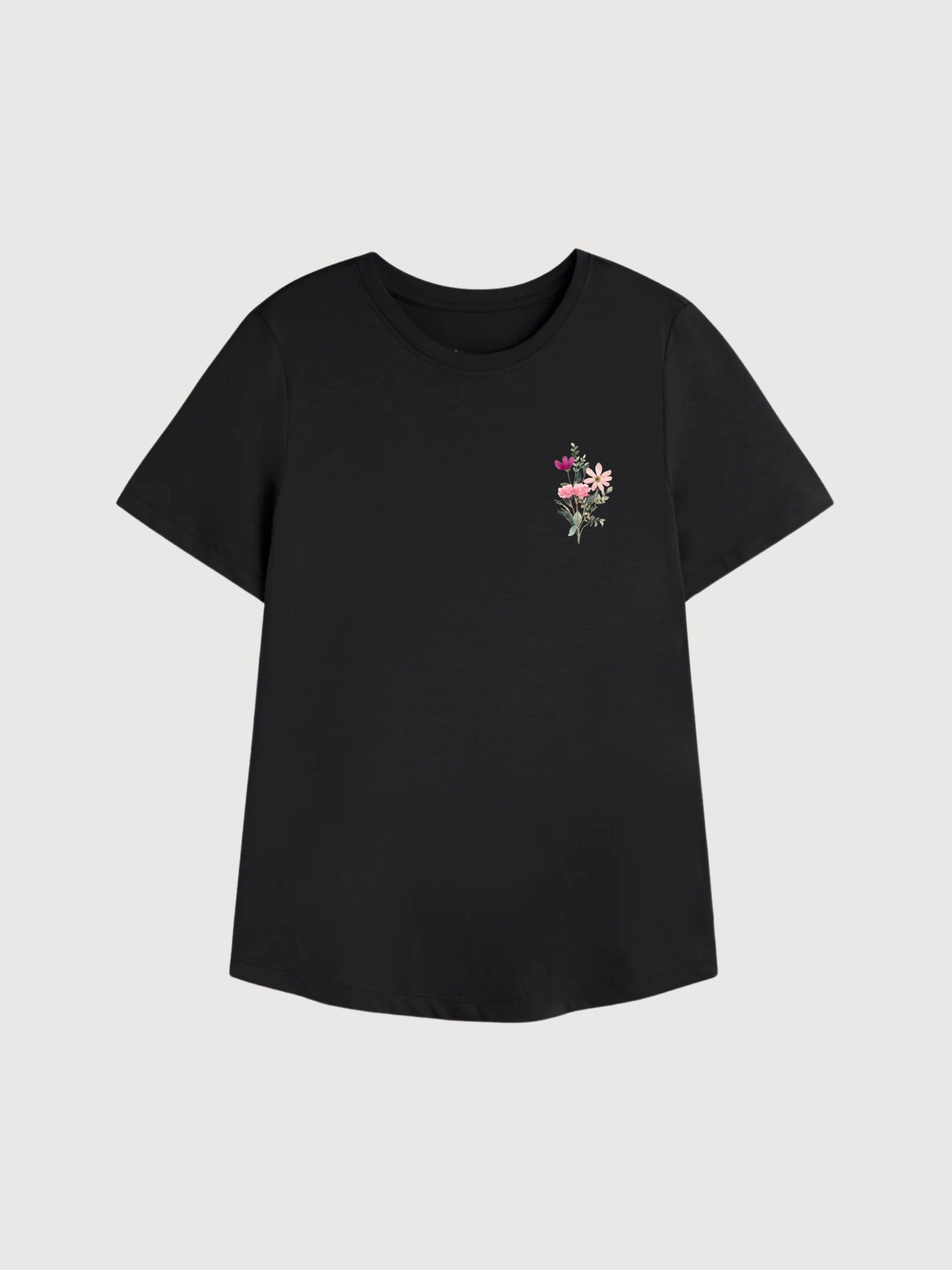 Sara T-Shirt Flowers Black | Re-Bello