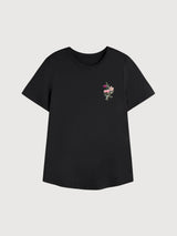 Sara T-Shirt Fiori Nera | Re-Bello