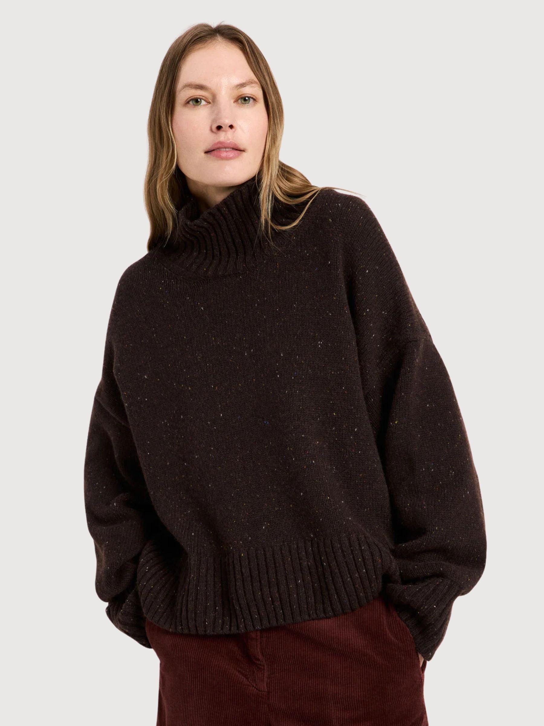 Cropped Sweater Bitter Chocolate GOTS | Lanius
