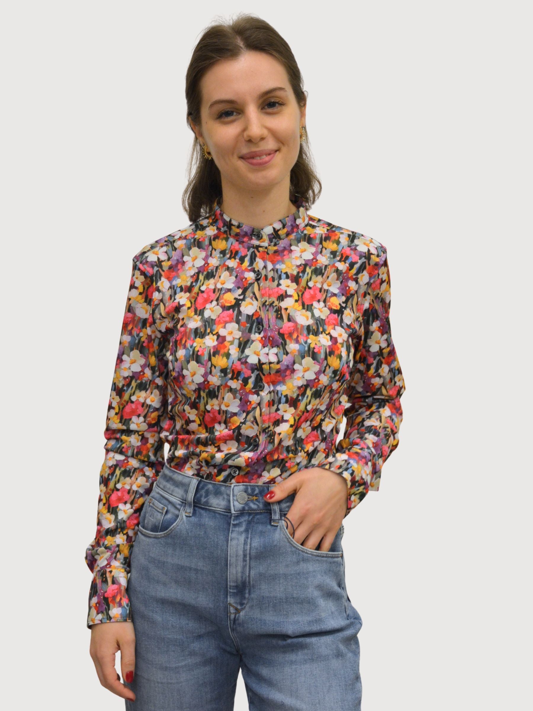 Damen Hemd mit Blumenmuster F0538 | Re-Do-It