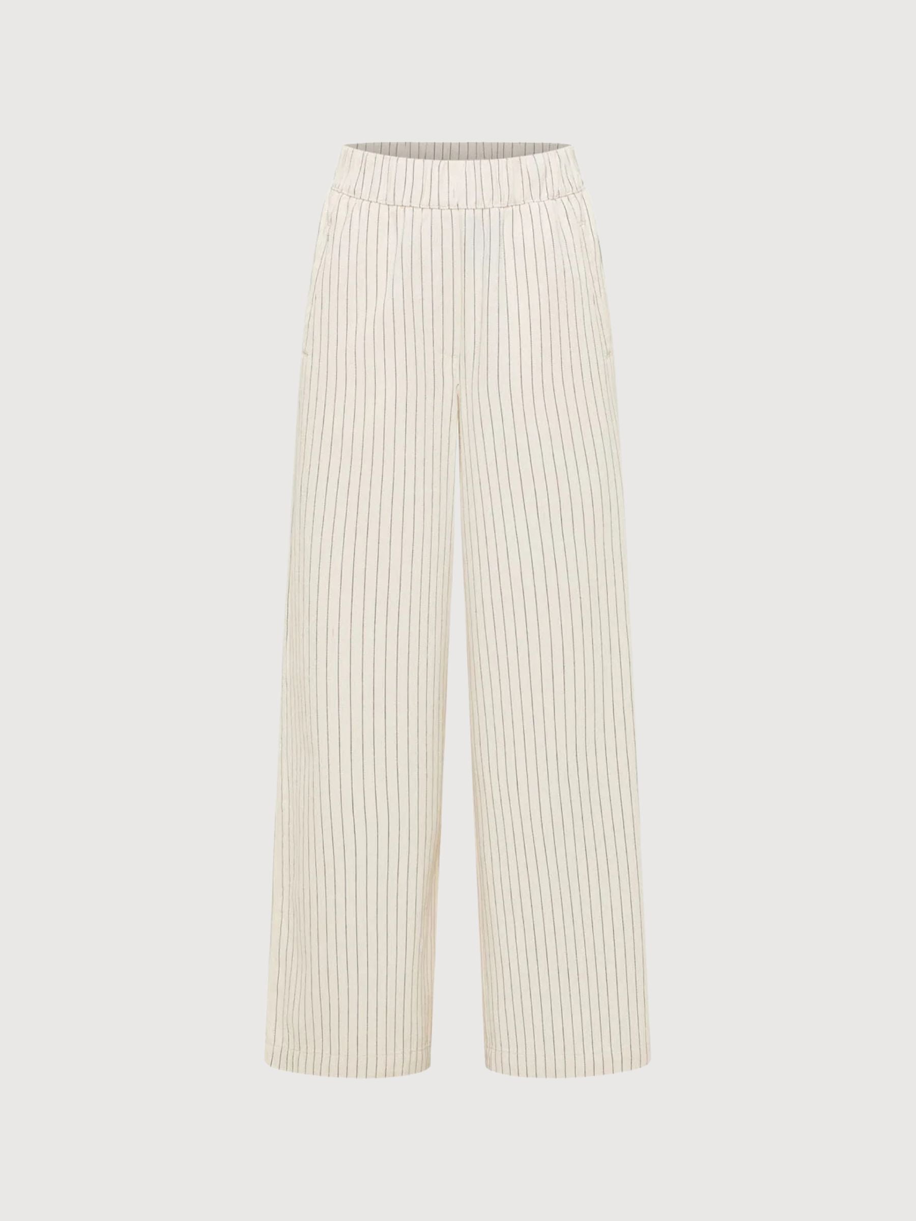 Trouser Striped White/Black Gots Cotton | Lanius