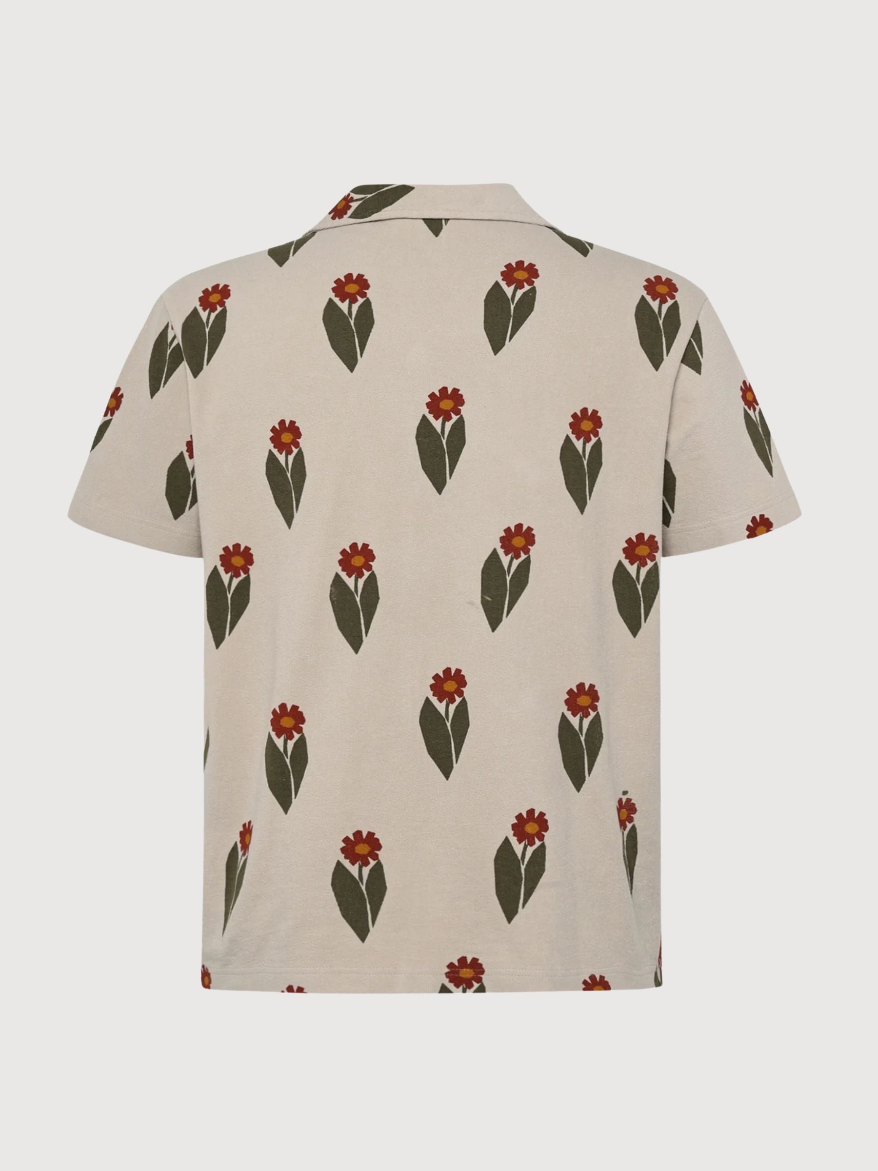 Box Fit Blumen-Kurzarm-Bouclé-Hemd | Knowledge Cotton