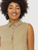 Camicia Dina marrone in lino | Mazine