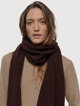 Brown Federico cashmere unisex scarf by RIFÒ, soft and cozy accessory with a stylish drape and textured fabric.